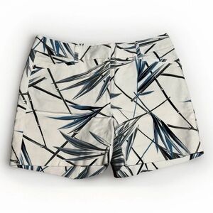White House Black Market Womens Floral Paisley 5” Shorts Size 4 White Blue